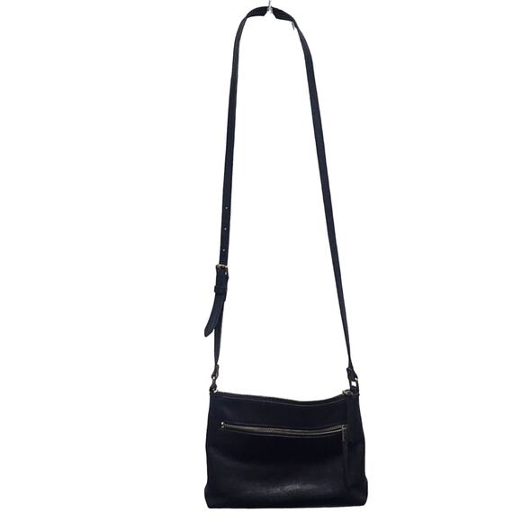 Fossil Fiona Black Pebbled Leather Crossbody/Shoulder Bag Adj Strap Zip + Pocket - Picture 1 of 10
